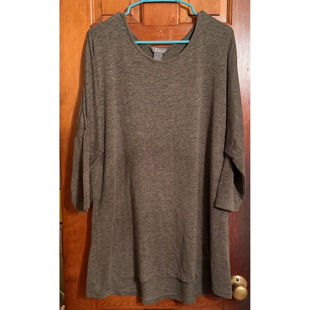 Natural Reflections Olive Green Heathered Dolman Sleeve Tunic Top XL